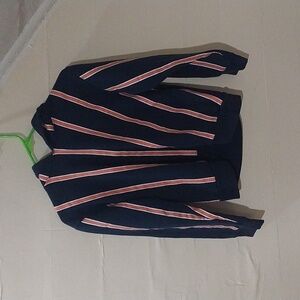Striped Hoodie with Red and White Accents. EUC